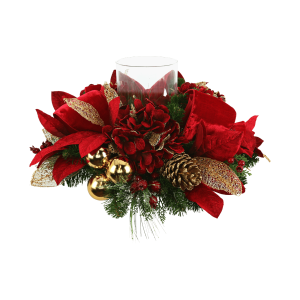 Red and Gold Candleholder Centerpiece