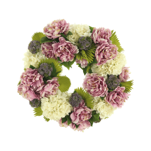24'' Wreath Arranged with Hydrangea, Peony and Sedum